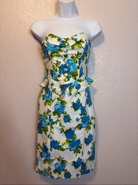 Betsey Johnson Cotton Floral Strapless Dress size 4